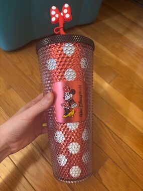 Starbucks Disney Minnie Mouse Red White Studded Tumbler with Bow Straw